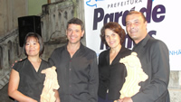 Maria Inês Missaka, o vive-prefeito Eugênio Mansur, a secretária de cultura Maísa Lage e Wison Junior