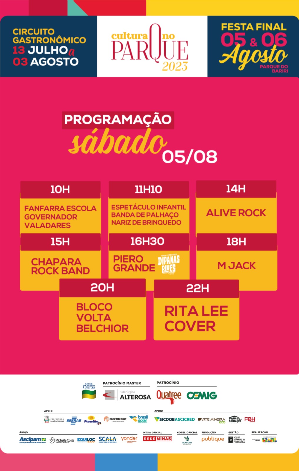 5ª edição do Festival “Cultura no Parque” chega ao fim com shows imperdíveis durante o fim de semana no Parque do Bariri