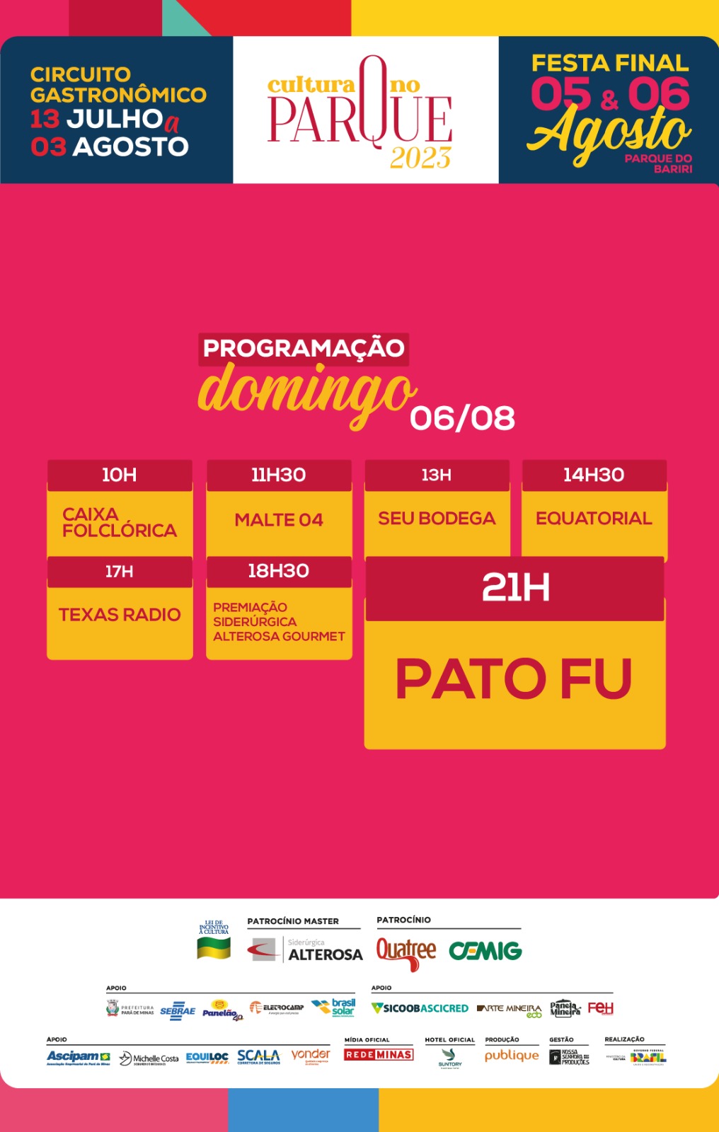 5ª edição do Festival “Cultura no Parque” chega ao fim com shows imperdíveis durante o fim de semana no Parque do Bariri