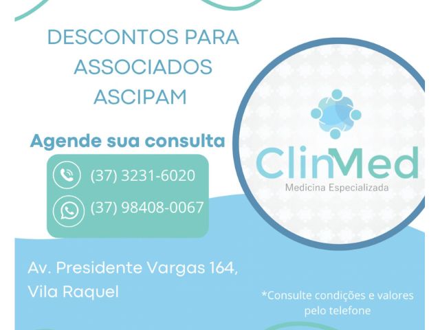 Clinmed oferece descontos especiais para associados Ascipam 