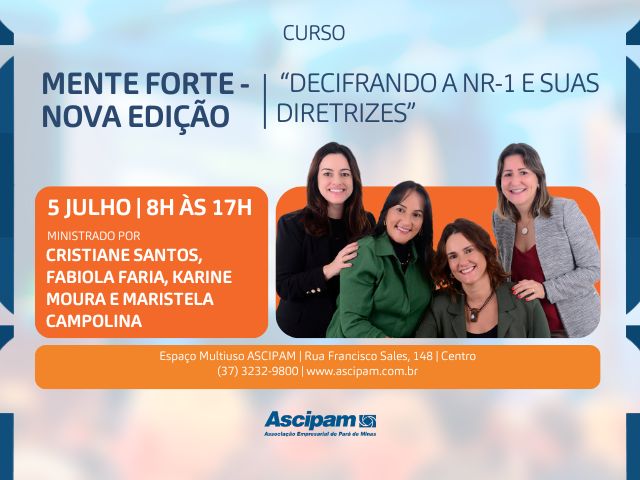 Ascipam promove curso “Mente Forte” com foco na NR-1