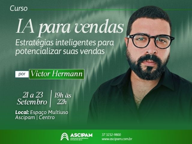 Ascipam promove curso “IA para Vendas: estratégias inteligentes para potencializar suas vendas” Ascipam promove curso “IA para Vendas: estratégias inteligentes para potencializar suas vendas”